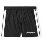 Palm Angels - Slim-Fit Short-Length Striped Logo-Print Swim Shorts - Black