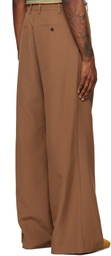 Marni Brown Technical Wool Buttoned Flap Trousers