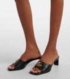 Gucci Double G leather mules