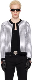 Ernest W. Baker White & Black Check Boucle Cardigan