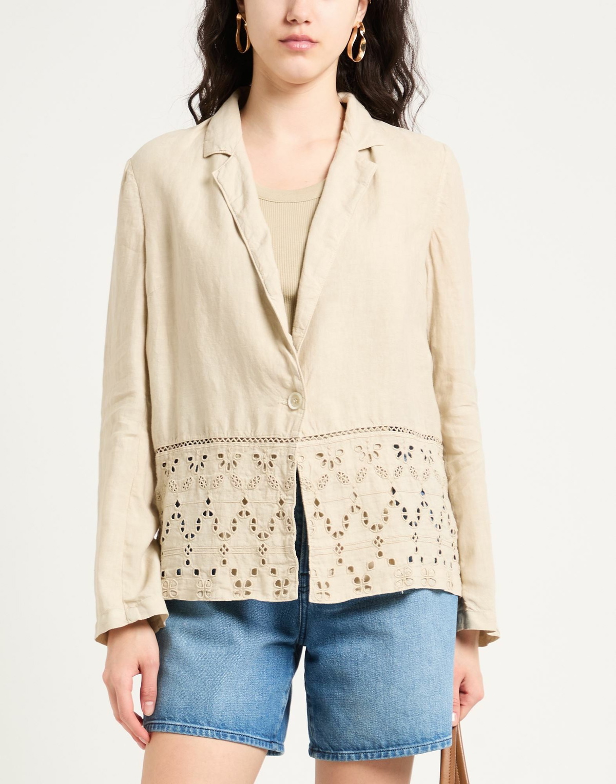 120% Lino Womens Blazer in Beige