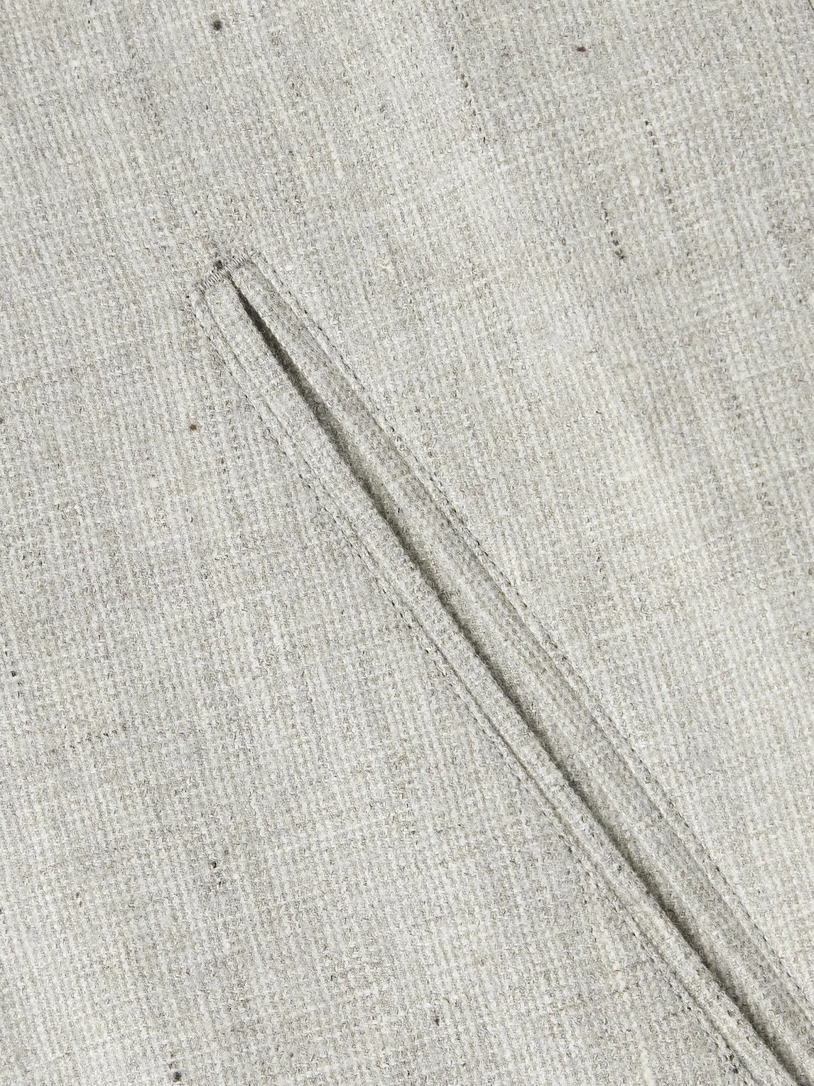 ATON - Balmacaan Linen and Wool-Blend Twill Coat - Gray
