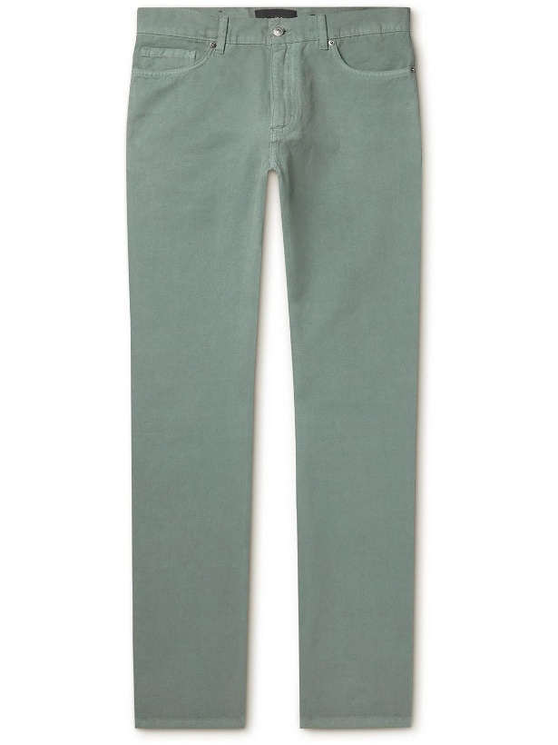 Photo: Zegna - Slim-Fit Straight-Leg Cotton and Linen-Blend Jeans - Green