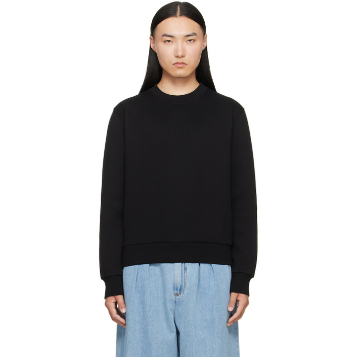 Photo: Givenchy Black Herringbone 'Givenchy Jacquard' Sweatshirt