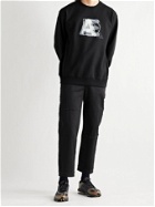 Ader Error - Printed Embroidered Fleece-Back Cotton-Blend Jersey Sweatshirt - Black