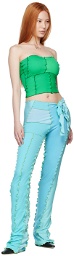 Sherris Blue & Green Nylon Lounge Pants