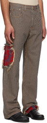 Edward Cuming Navy & Beige Jacquard Circle Window Jeans