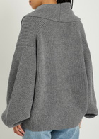 Toteme Shawl Lapel Ribbed Wool-blend Cardigan Grey