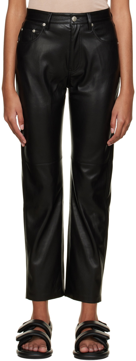 Nanushka Black Vinni Faux-Leather Trousers Nanushka