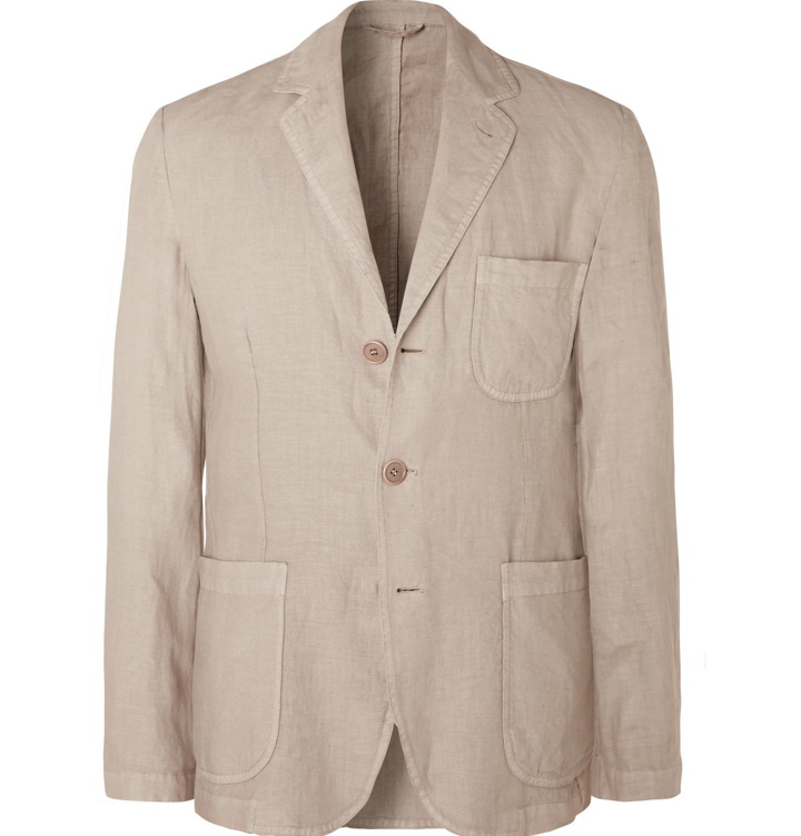 Photo: Aspesi - Beige Unstructured Garment-Dyed Linen Blazer - Neutrals