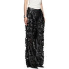 LU'U DAN Black Laser Cut Faux-Leather Trousers