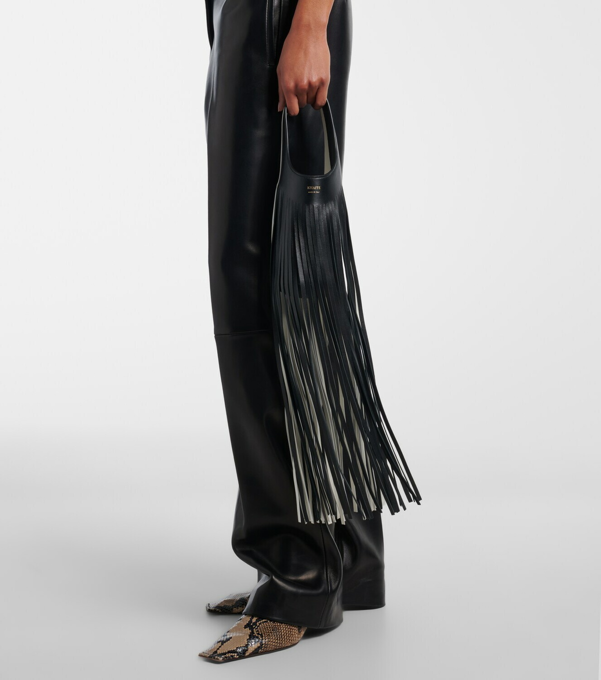 Khaite Livia Small fringed leather tote bag