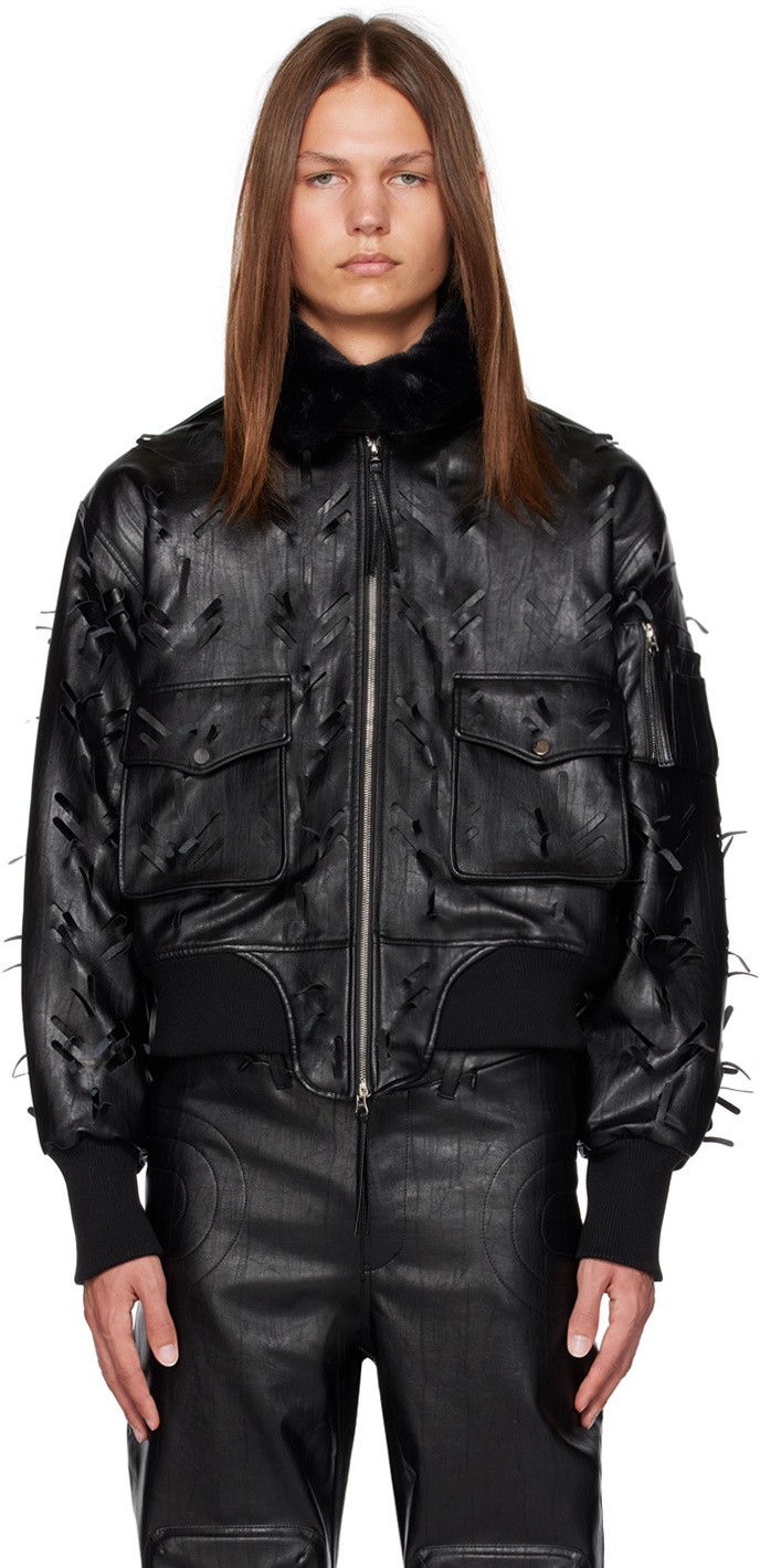 Juntae Kim Black Flight Faux-Leather Jacket