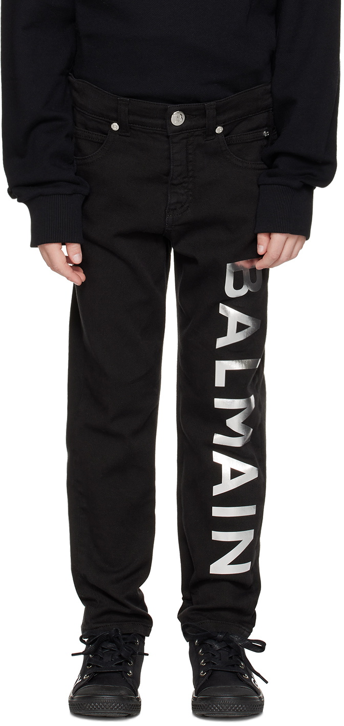 Balmain Kids Black Printed Jeans