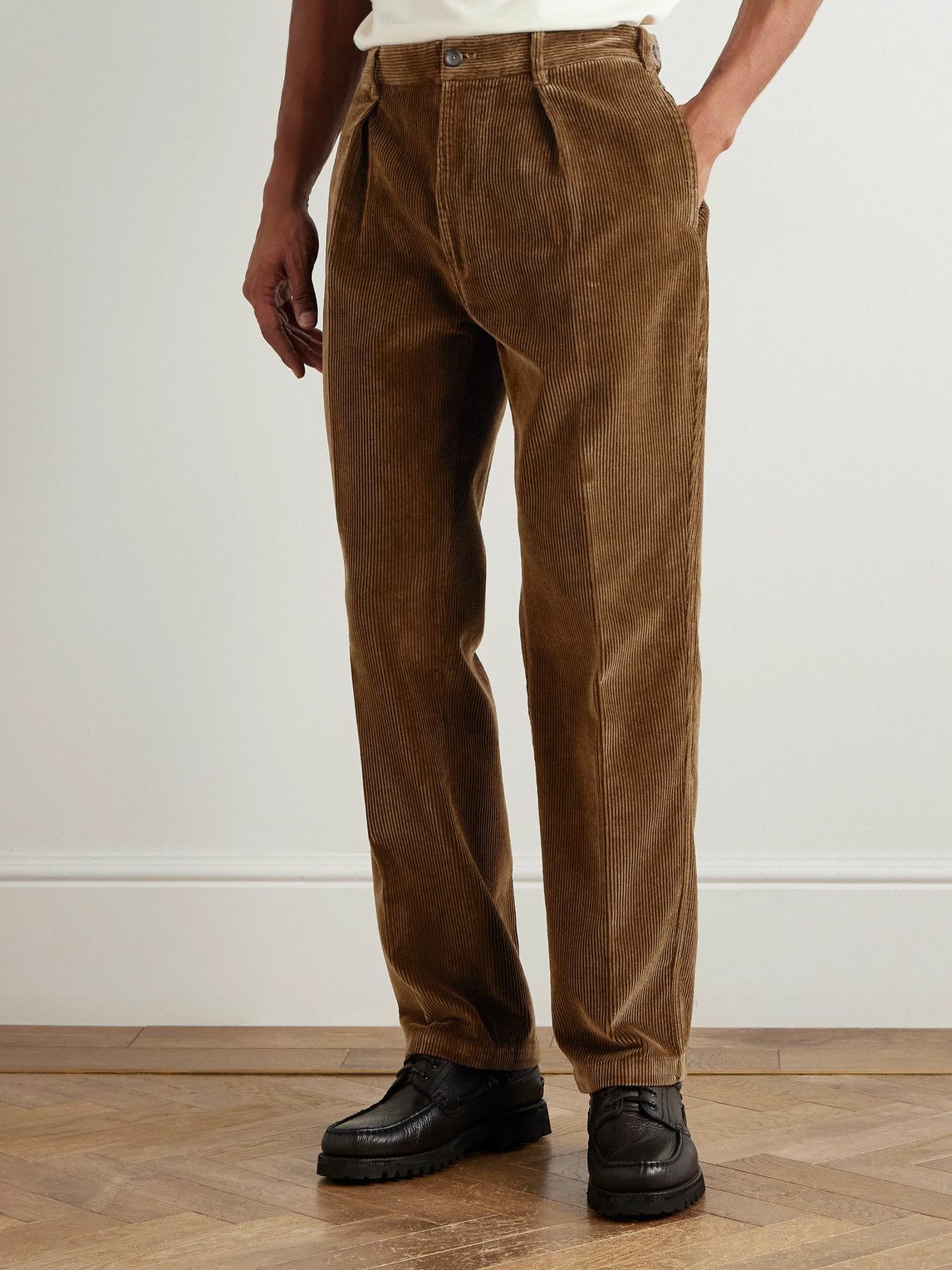 Drake's - Straight-Leg Cotton-Corduroy Trousers - Brown