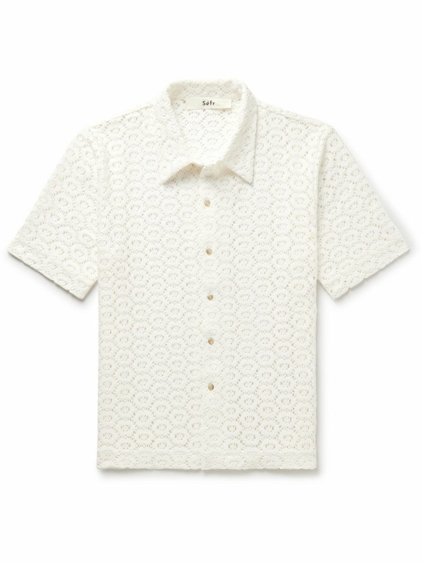 Photo: Séfr - Noam Crocheted Cotton-Blend Shirt - White