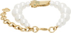 Casablanca Gold & White Gradient Faux-Pearl Column Bracelet