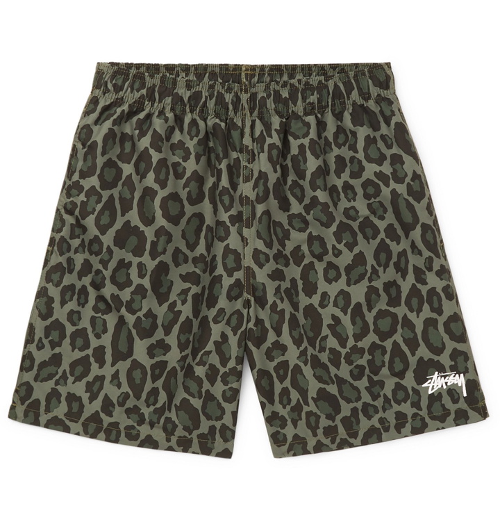 Photo: Stüssy - Leopard-Print Shell Shorts - Green
