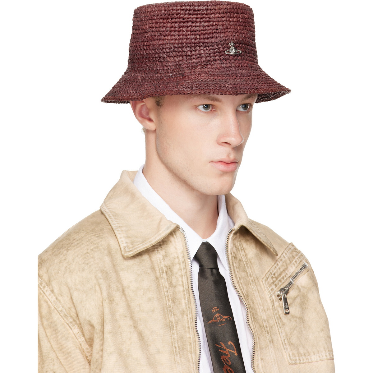 Vivienne Westwood Red Raffia Bucket Hat Vivienne Westwood