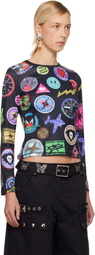Chopova Lowena Black Patch Print Fitted Jersey T-shirt