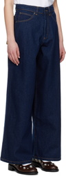 Charles Jeffrey LOVERBOY Navy Knit Patch Wide Leg Jeans