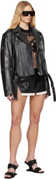 Rick Owens Black Hollywood Cropped Jumbo Bauhaus Stooges Leather Jacket
