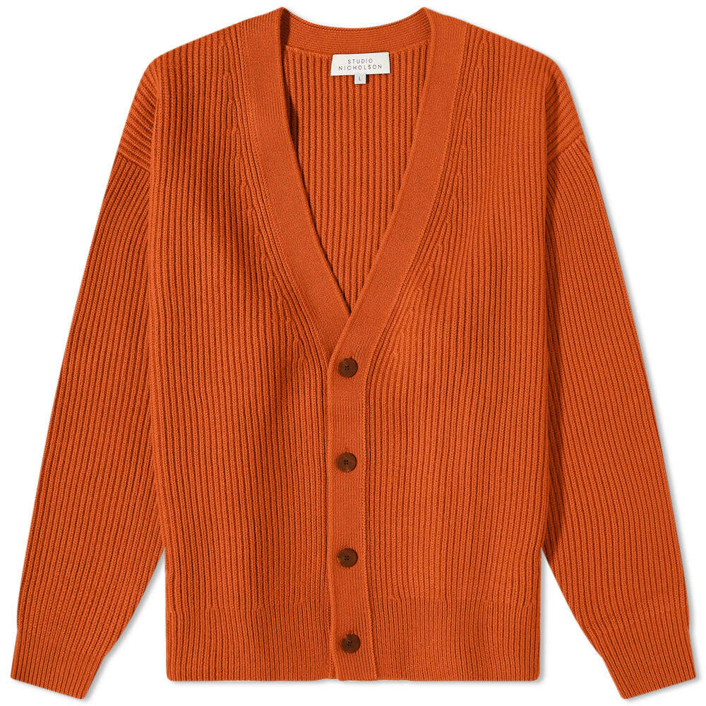 Studio Nicholson Men's Auxil 5 Gauge Fisherman Rib Knit Cardigan