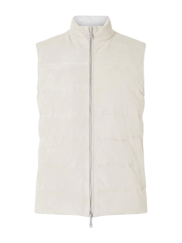 Photo: Eleventy - Reversible Suede Quilted Down Gilet - Neutrals