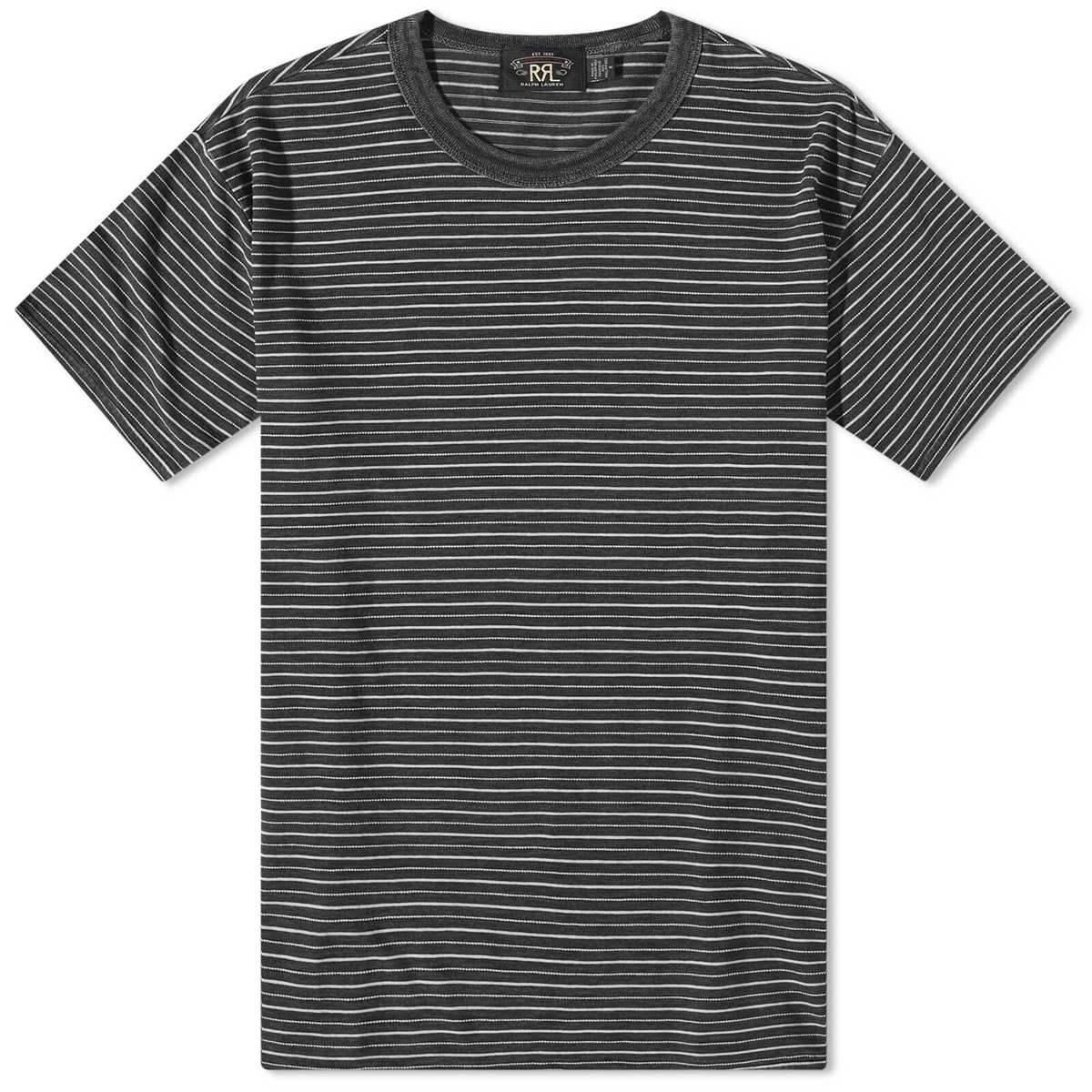 RRL Men's Stripe T-Shirt in Black Multi RRL