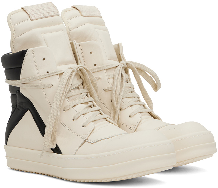 Rick Owens Off-White & Black Geobasket Sneakers Rick Owens