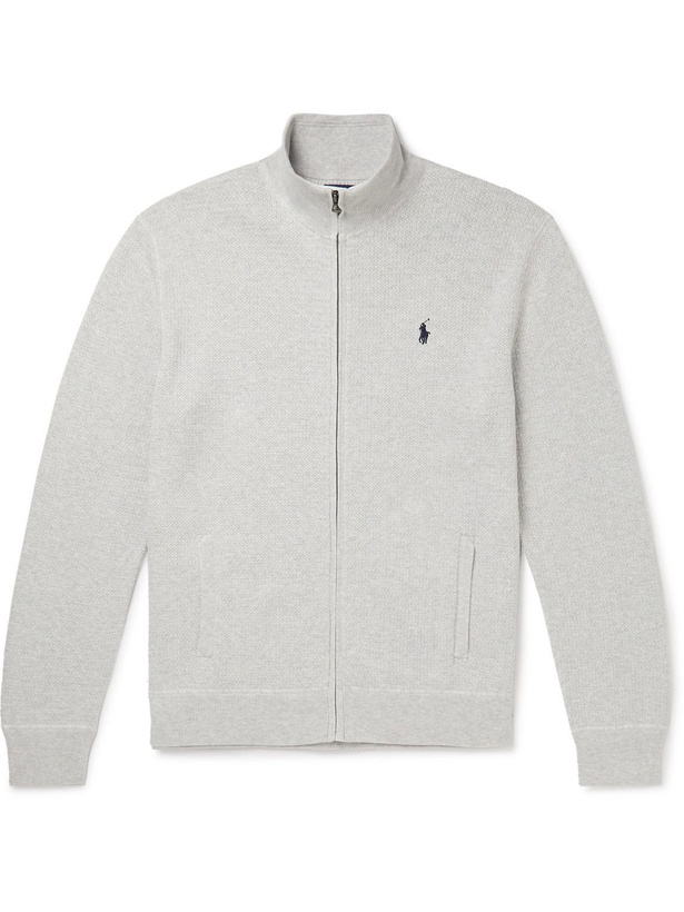 Photo: Polo Ralph Lauren - Logo-Embroidered Cotton Zip-Up Sweater - Gray