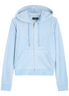 Juicy Couture Robertson Hooded Velour Sweatshirt Light Blue