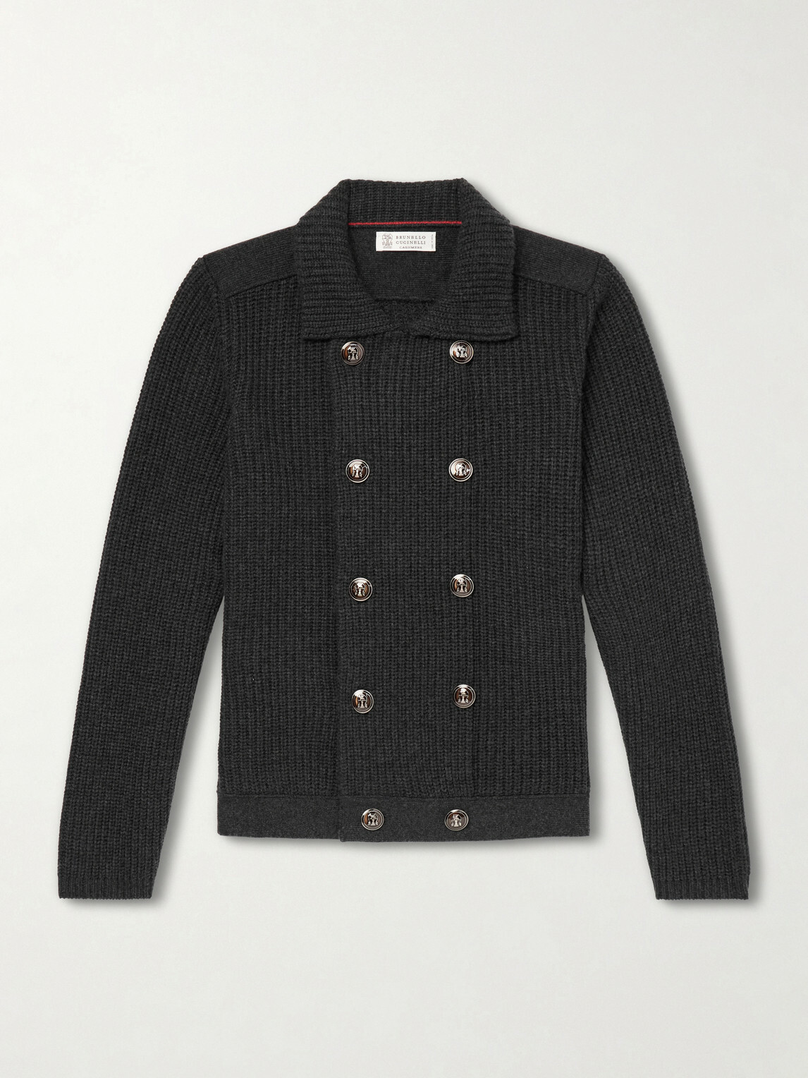 Brunello Cucinelli - Double-Breasted Ribbed Cashmere Cardigan - Gray