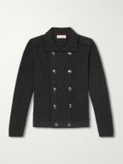Brunello Cucinelli - Double-Breasted Ribbed Cashmere Cardigan - Gray