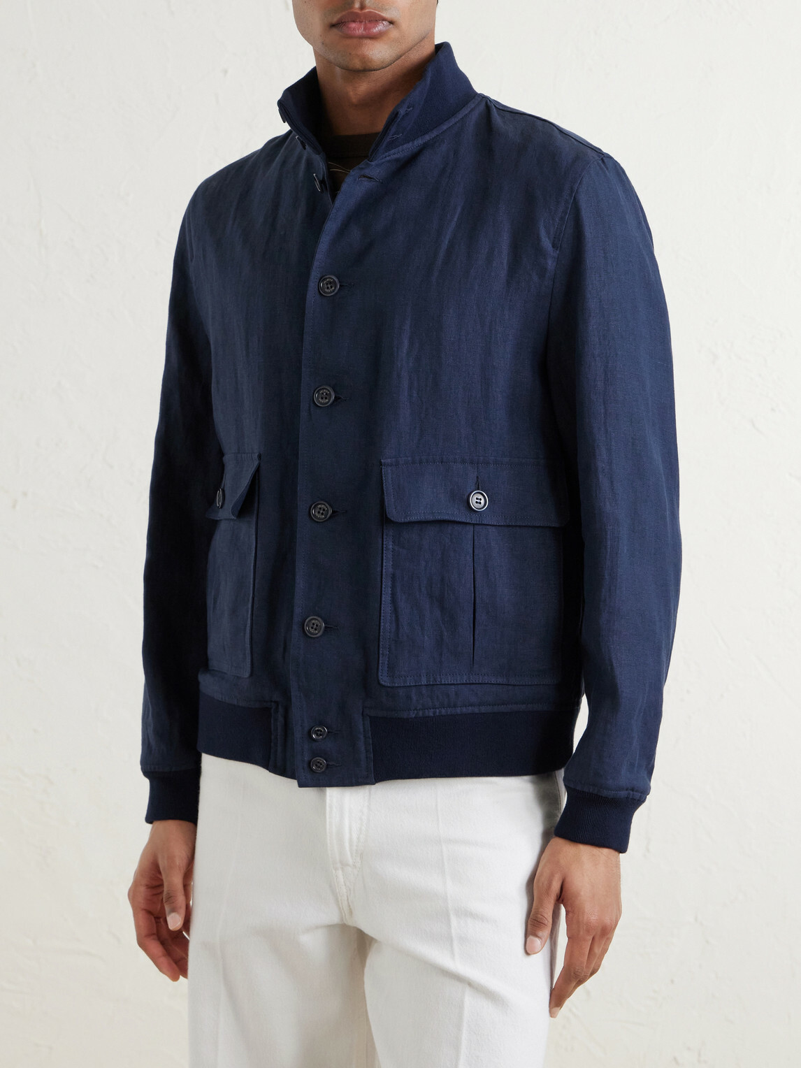Valstar - Valstarino Linen Bomber Jacket - Blue