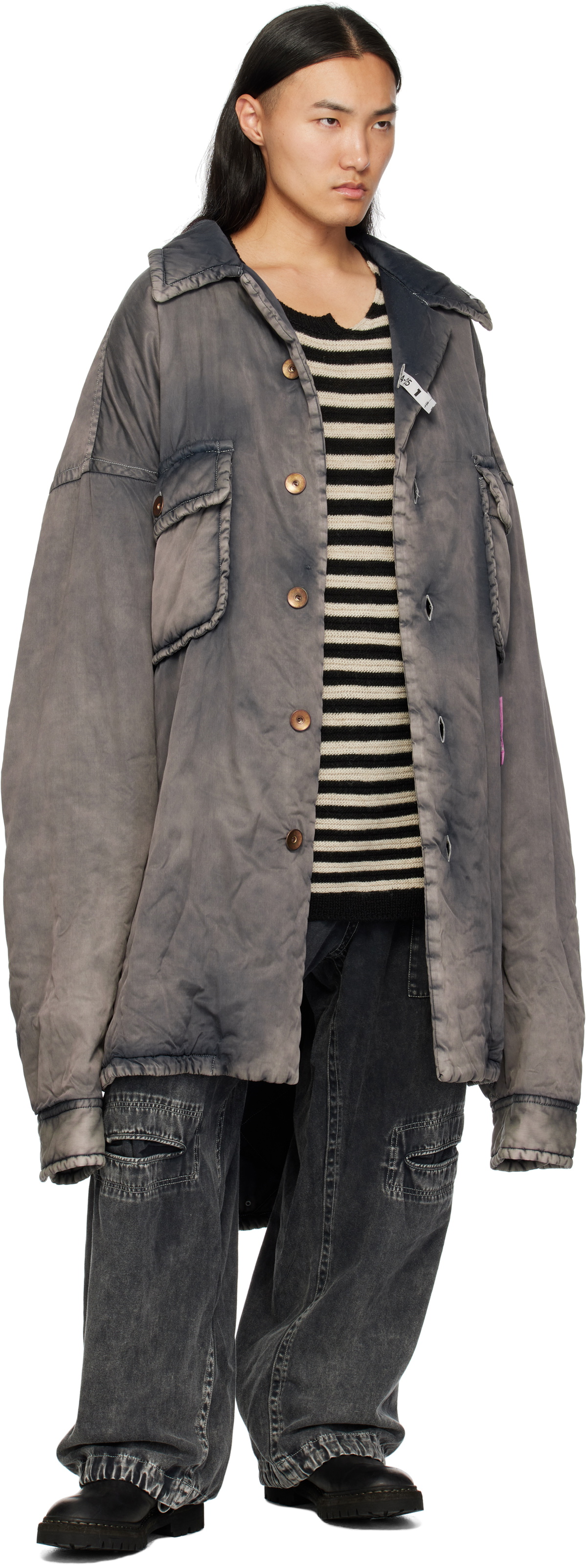 Maison MIHARA YASUHIRO Gray Distressed Huge Puffer Shirt