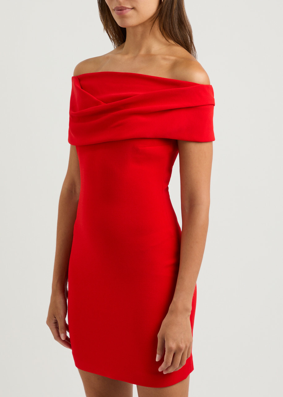 Solace London Neve Off-the-shoulder Mini Dress Red