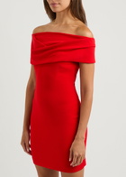 Solace London Neve Off-the-shoulder Mini Dress Red