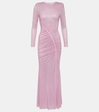 Self-Portrait Crystal-embellished mesh maxi dress