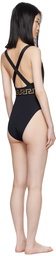 Versace Underwear Black Greca Border One-Piece Swimsuit