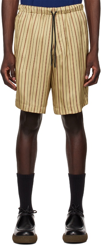 Photo: Dries Van Noten Khaki Striped Shorts