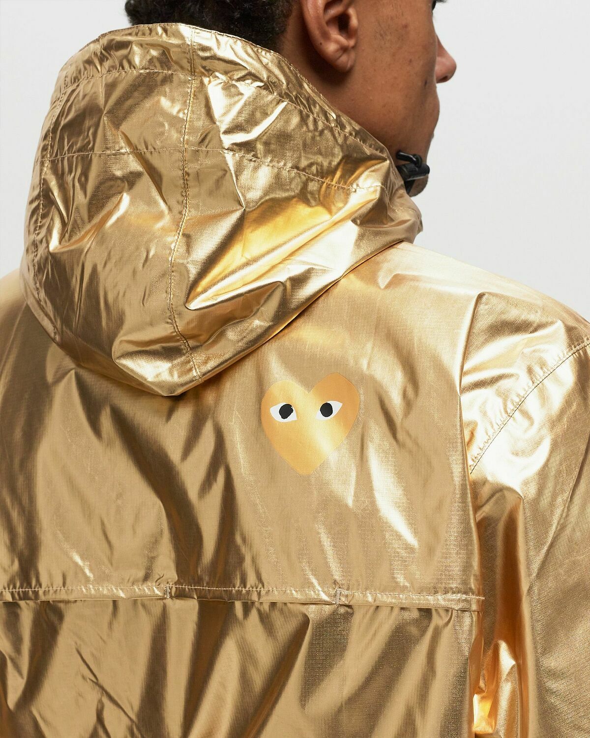 Comme Des Garçons Play K Way Jacket Gold Emblem Gold Windbreaker 
