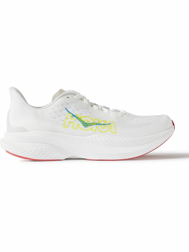 Photo: Hoka One One - Performance Mach 6 Rubber-Trimmed Mesh Running Sneakers - White