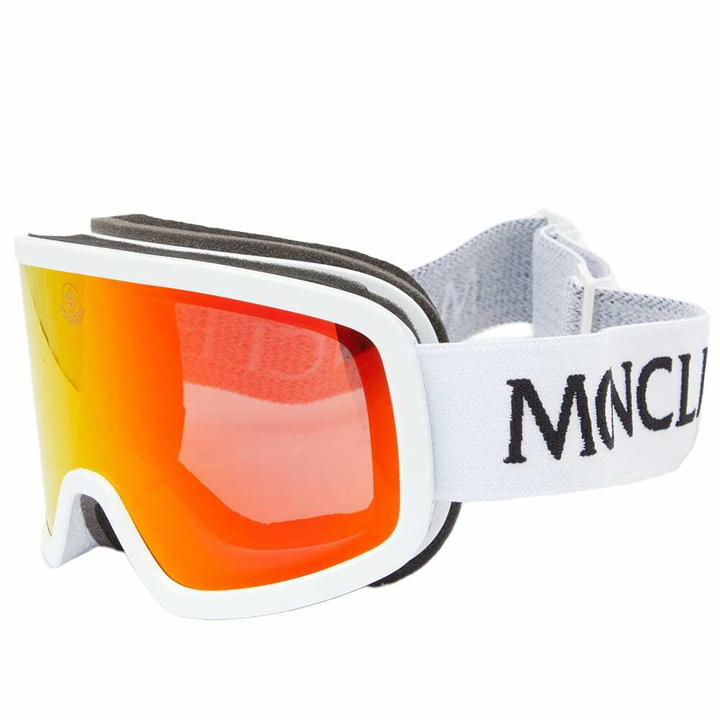 Photo: Moncler Eyewear Ski Goggles in White/Bordeaux Mirror