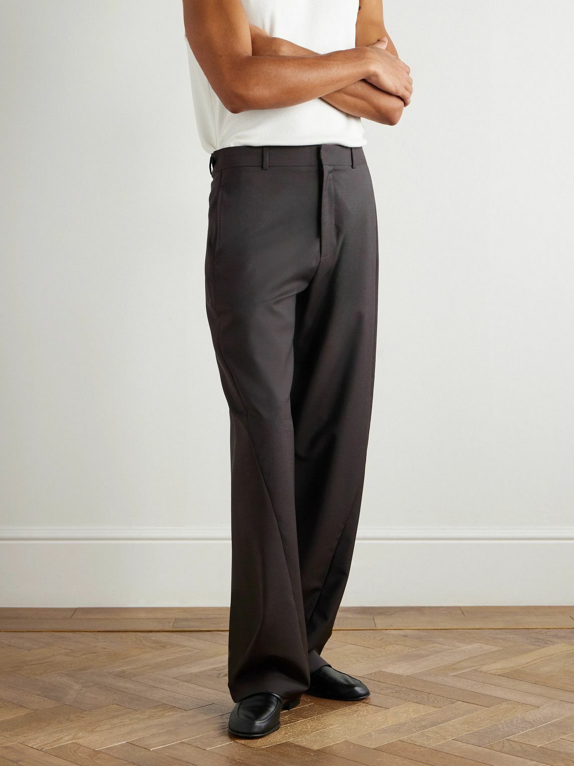 The Row - Mista Straight-Leg Virgin Wool and Mohair-Blend Trousers - Brown