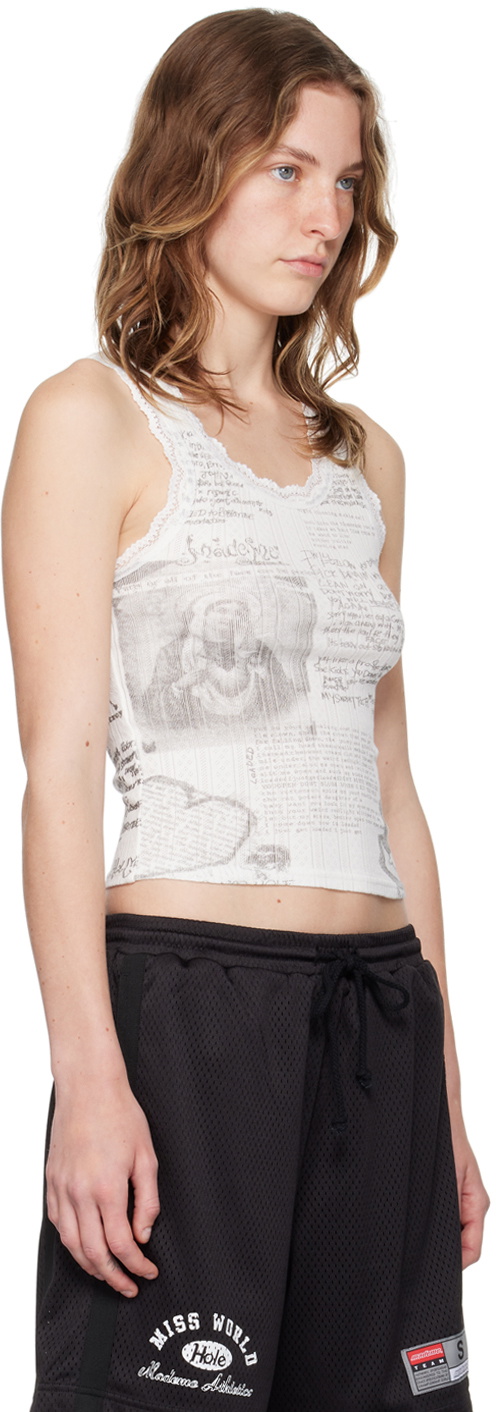 MadeMe White Lace Trim Tank Top