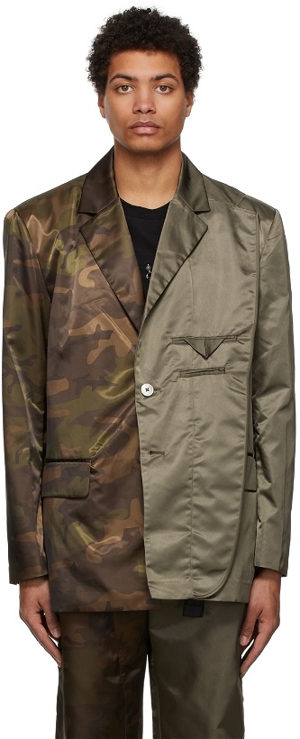 Photo: Feng Chen Wang Khaki & Brown Camouflage Paneled Blazer