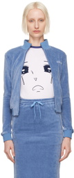 Pushbutton Blue Crop Zip-Up Track Jacket