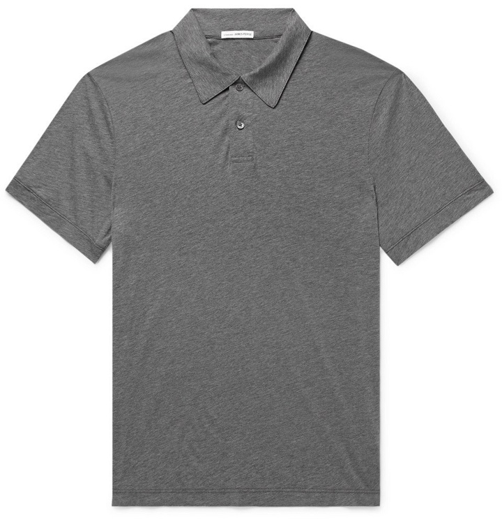 Photo: James Perse - Mélange Cotton and Cashmere-Blend Polo Shirt - Gray