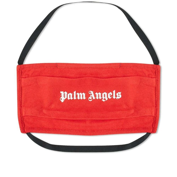 Photo: Palm Angels Men's Cotton Logo Face Mask in Red